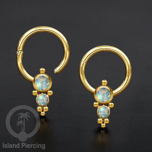 Hinged Segment Ring Anting Stainless warna gold Tindik Lip Piercing Septum dengan batu