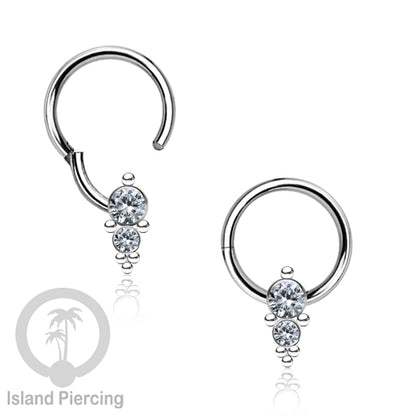 Hinged Segment Ring Bibir Stainless Tindik Lip Piercing Septum kristal zirconia warna silver