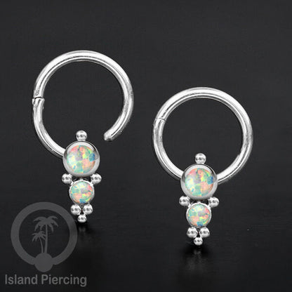 Hinged Segment Ring Bibir Stainless warna silver Tindik Lip Piercing dengan batu