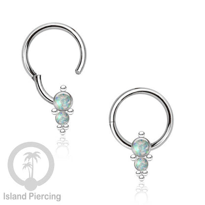 Hinged Segment Ring Bibir Stainless warna silver Tindik Lip Piercing dengan batu