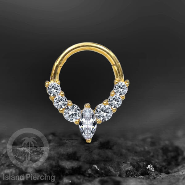 Hinged Segment Ring Anting Tindik Stainless Piercing Tragus, Helix, Septum Kristal Zirconia