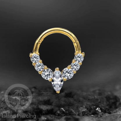 Hinged Segment Ring Anting Tindik Stainless Piercing Tragus, Helix, Septum Kristal Zirconia