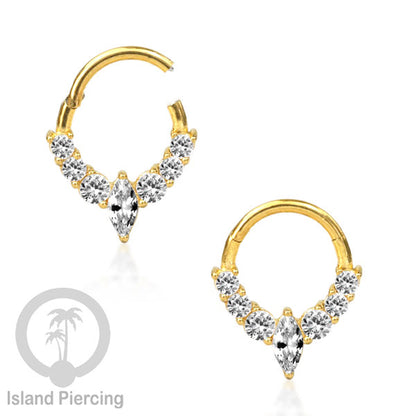 Hinged Segment Ring Anting Tindik Stainless Piercing Tragus, Helix, Septum Kristal Zirconia
