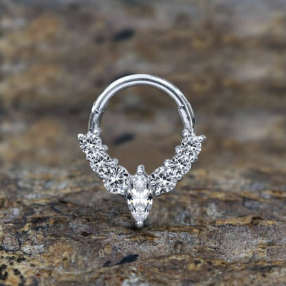 Hinged Segment Ring Anting Tindik Stainless Piercing Tragus, Helix, Septum Kristal Zirconia