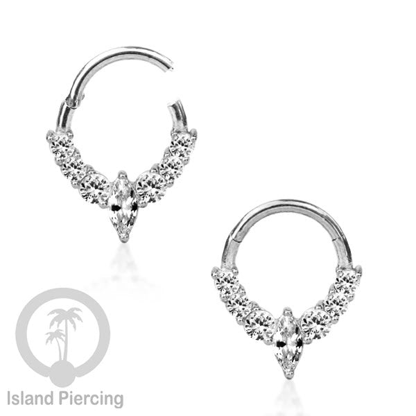 Hinged Segment Ring Anting Tindik Stainless Piercing Tragus, Helix, Septum Kristal Zirconia