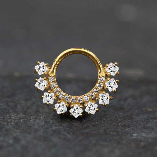Hinged Segment Ring Anting Tindik Stainless Piercing Tragus, Helix, Septum Kristal Zirconia