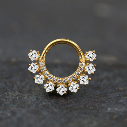 Hinged Segment Ring Anting Tindik Stainless Piercing Tragus, Helix, Septum Kristal Zirconia