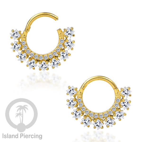 Hinged Segment Ring Anting Tindik Stainless Piercing Tragus, Helix, Septum Kristal Zirconia