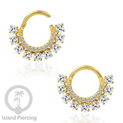 Hinged Segment Ring Anting Tindik Stainless Piercing Tragus, Helix, Septum Kristal Zirconia