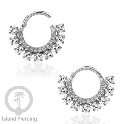 Hinged Segment Ring Anting Tindik Stainless Piercing Tragus, Helix, Septum Kristal Zirconia