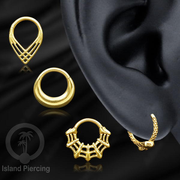 Anting Piercing Stainless Hinged Segment Ring Septum Jewelry warna gold 4 pilihan model