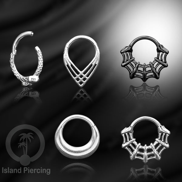Anting Piercing Stainless Hinged Segment Ring Septum Jewelry warna silver dan hitam