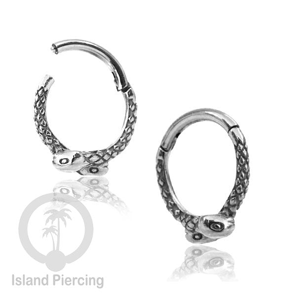 Anting Piercing Stainless Hinged Segment Ring Septum Jewelry warna silver dan hitam