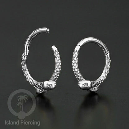 Anting Piercing Stainless Hinged Segment Ring Septum Jewelry warna silver dan hitam