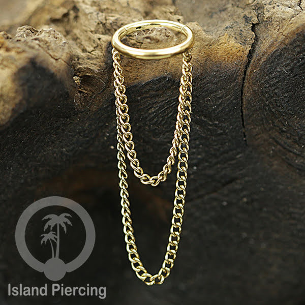 Hinged Segment Ring Stainless dengan rantai polos cocok Piercing Helix dan Conch warna gold