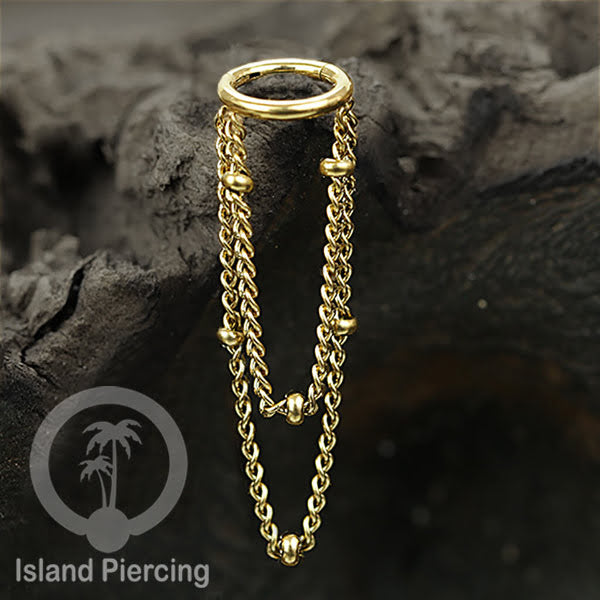 Hinged Segment Ring Stainless dengan rantai polos cocok Piercing Helix dan Conch warna gold