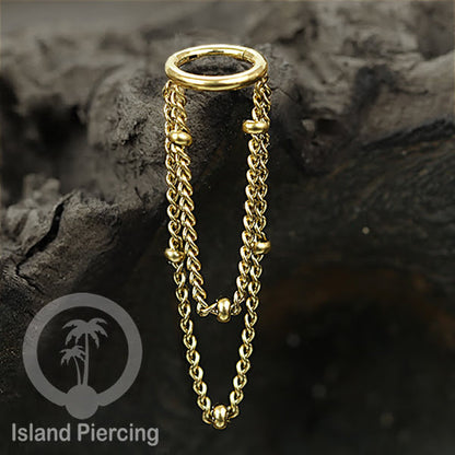 Hinged Segment Ring Stainless dengan rantai polos cocok Piercing Helix dan Conch warna gold