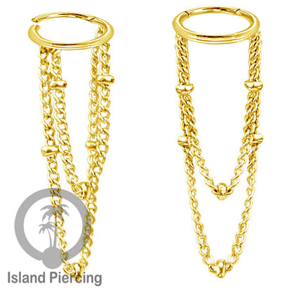 Hinged Segment Ring Stainless dengan rantai polos cocok Piercing Helix dan Conch warna gold