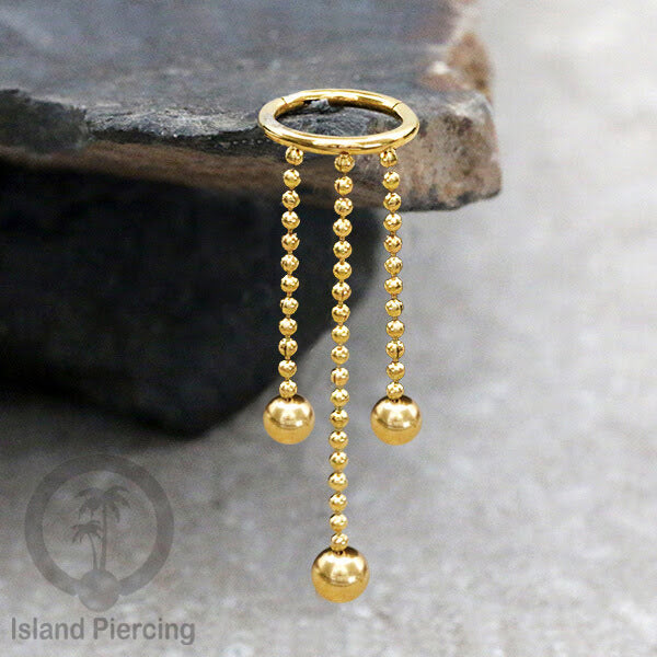 Hinged Segment Ring Body Jewelry Stainless dengan rantai Piercing Helix Conch warna gold