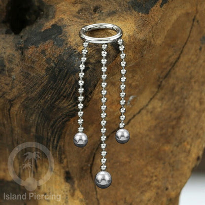 Hinged Segment Ring Body Jewelry Stainless dengan rantai Piercing Helix Conch warna silver