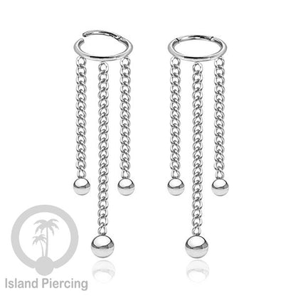 Hinged Segment Ring Body Jewelry Stainless dengan rantai Piercing Helix Conch warna silver