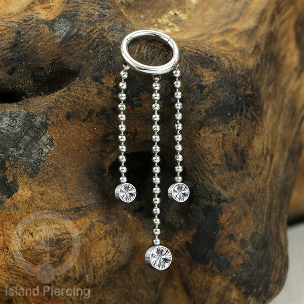 Hinged Segment Ring Body Jewelry Stainless dengan rantai Piercing Helix Conch warna silver