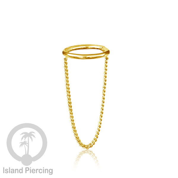 Hinged Segment Ring Stainless dengan rantai polos cocok Piercing Helix dan Conch warna gold