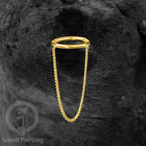 Hinged Segment Ring Stainless dengan rantai polos cocok Piercing Helix dan Conch warna gold