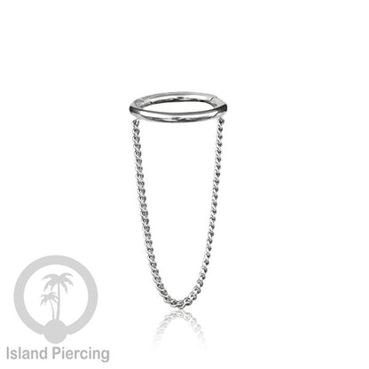 Hinged Segment Ring Stainless dengan rantai polos cocok Piercing Helix dan Conch warna Silver