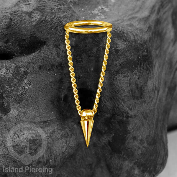 Hinged Segment Ring Body Jewelry Stainless dengan rantai Piercing Helix Conch warna gold