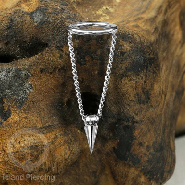 Hinged Segment Ring Body Jewelry Stainless dengan rantai Piercing Helix Conch warna silver