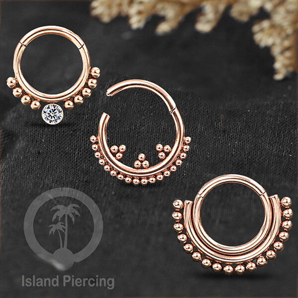 Stainless Steel Anting Clicker Septum Nose Piercing Warna Rose Gold PVD