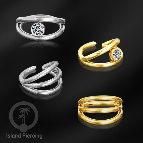 Hinged Segment Ring Helix Piercing Tindik Stainless Tragus Anting stainless zircon