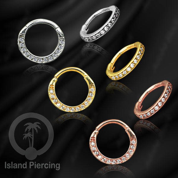 Anting piercing stainless dengan kristal zirconia. Helix, Tragus,Tindik Hidung, Septum