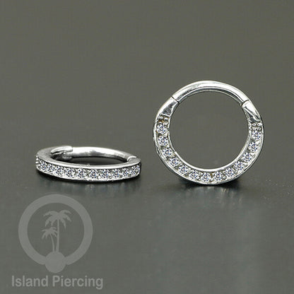 Anting piercing stainless dengan kristal zirconia. Helix, Tragus,Tindik Hidung, Septum