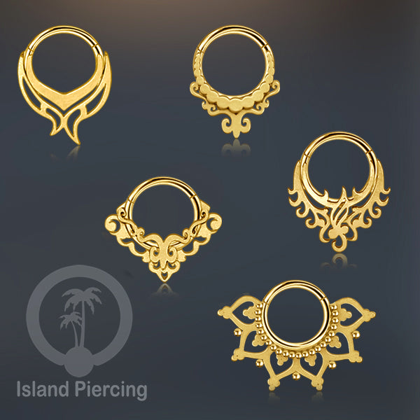 Anting Tindik Stainless Berlapis Segment Ring Septum Body Jewelry, Helix Tragus warna gold