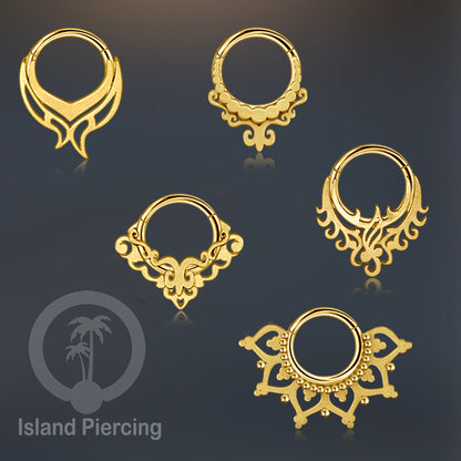 Anting Tindik Stainless Berlapis Segment Ring Septum Body Jewelry, Helix Tragus warna gold