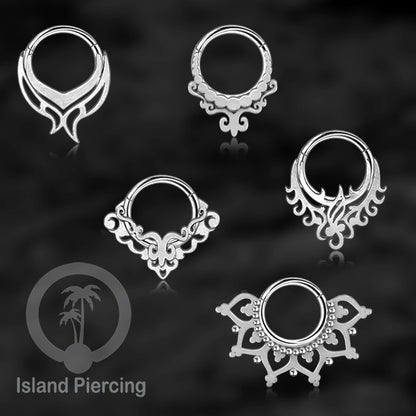 Anting Piercing Stainless Segment Ring yang unik body jewelry untuk Septum dan telinga warna silver