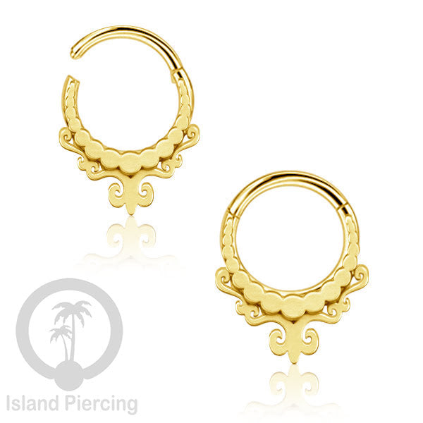 Anting Tindik Stainless Berlapis Segment Ring Septum Body Jewelry, Helix Tragus warna gold