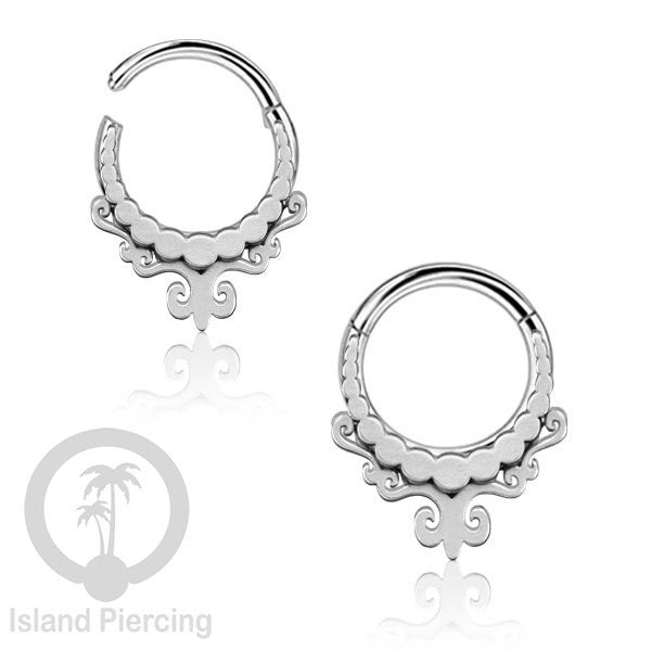 Anting Piercing Stainless Segment Ring yang unik body jewelry untuk Septum dan telinga warna silver