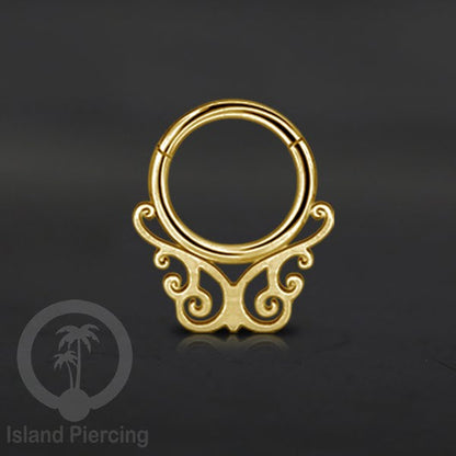 Piercing Stainless Hinged Segment Ring Septum Anting Tindik Telinga motif unik warna gold