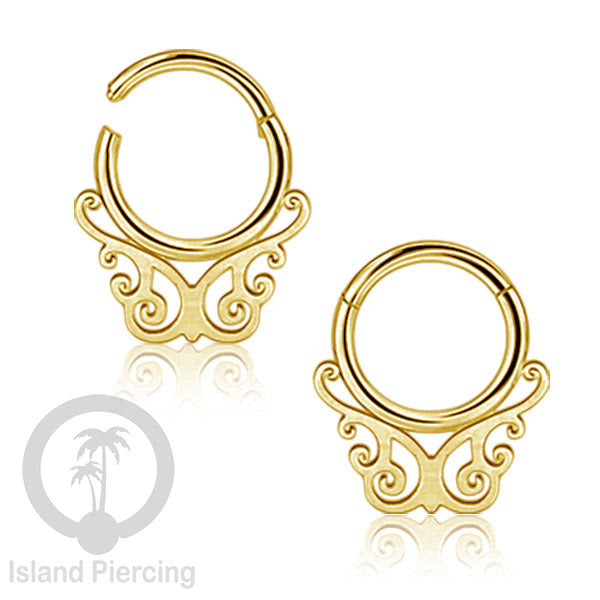 Piercing Stainless Hinged Segment Ring Septum Anting Tindik Telinga motif unik warna gold