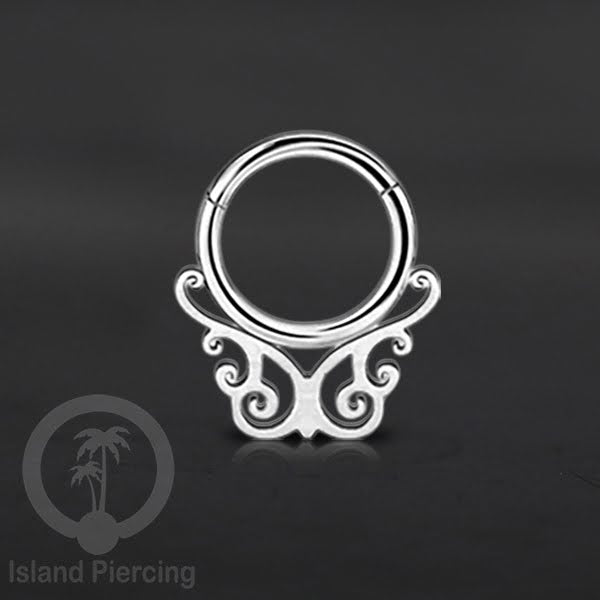 Piercing Stainless Hinged Segment Ring Septum Anting Tindik Telinga motif unik warna silver