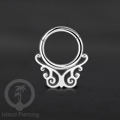 Piercing Stainless Hinged Segment Ring Septum Anting Tindik Telinga motif unik warna silver