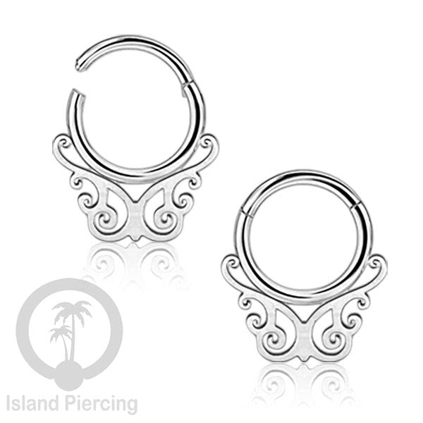 Piercing Stainless Hinged Segment Ring Septum Anting Tindik Telinga motif unik warna silver