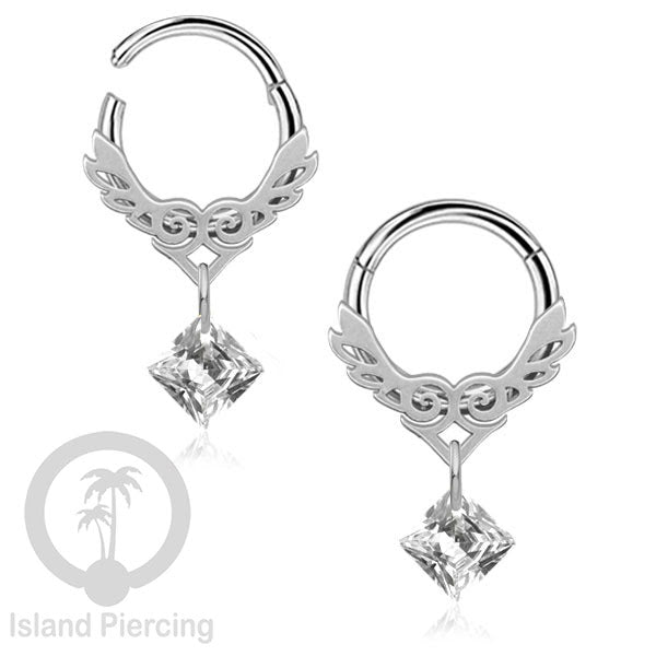 Hinged Segment Ring Anting Tindik Stainless warna silver Septum body Jewelry Zirconia
