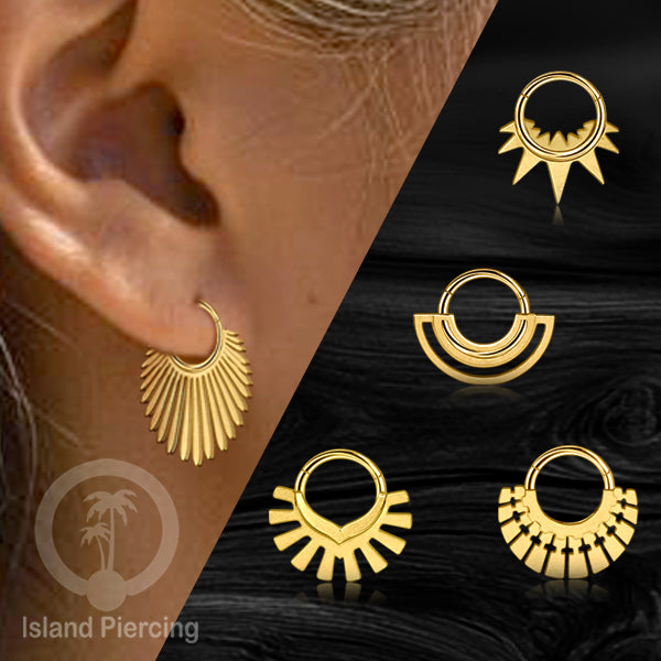 Anting Tindik Stainless Hinged Segment Ring Septum Piercing Telinga Body Jewelry warna gold