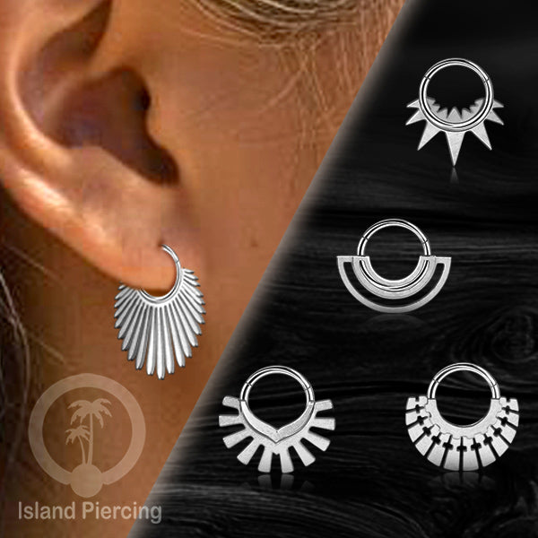 Anting Tindik Stainless Hinged Segment Ring Septum Piercing Telinga Body Jewelry warna silver