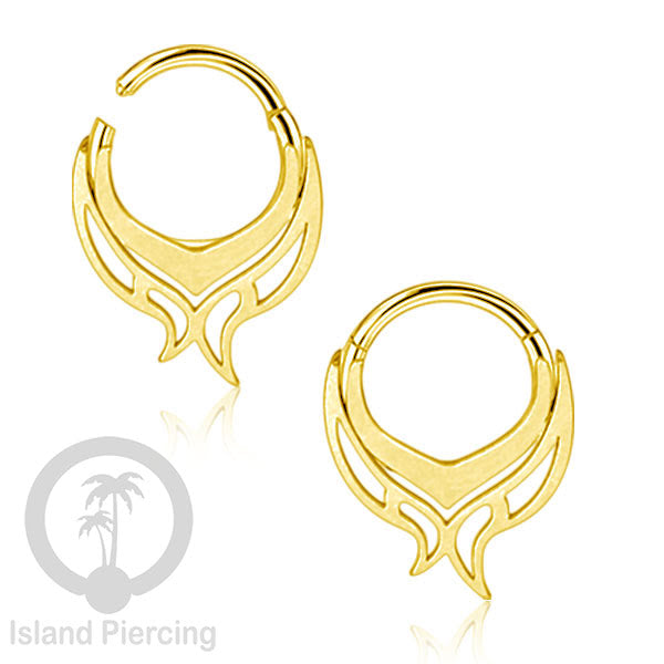 Anting Tindik Stainless Berlapis Segment Ring Septum Body Jewelry, Helix Tragus warna gold