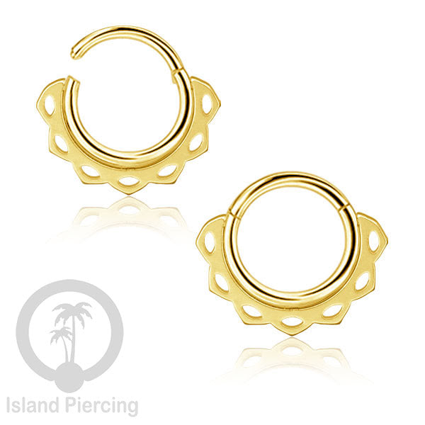 Piercing Stainless Hinged Segment Ring Septum Anting Tindik Telinga motif unik warna gold